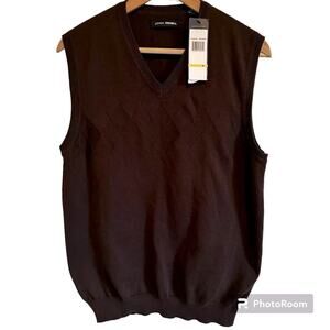 John Henry men’s sweater‎ vest medium brown v neck NWT